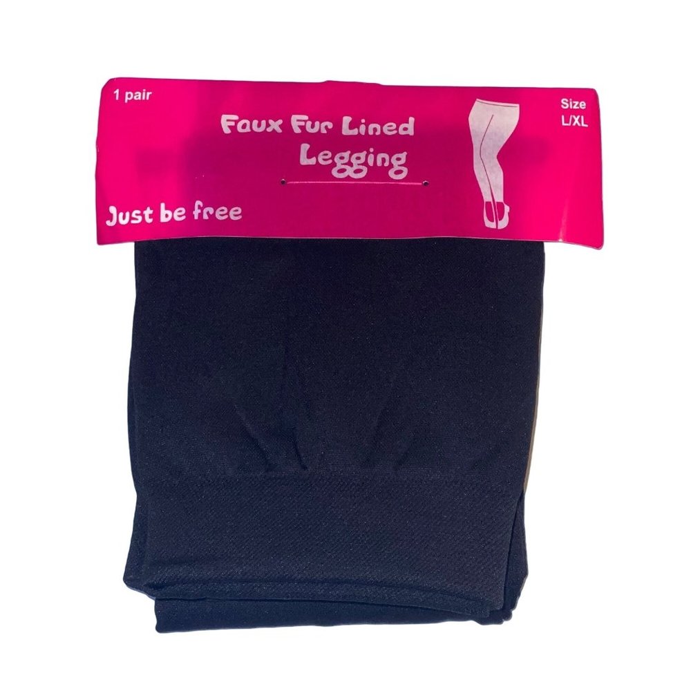 Just Be Free Faux Fur Lined Leggings Black Size Large XL Womens Casual Footless